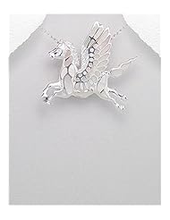 Unicorn-Pegasus Shell Pendant Necklace In 92.5 Sterling Silver