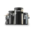 Anchor Home Collection 4-Piece Ceramic Canister Set with Clamp Top Lid and a Wood Spoon, Black
