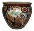 18" Hand Painted Porcelain Fishbowl / Planter with Ancient Warrior Scene