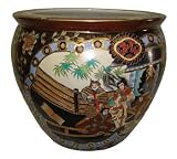 18 Hand Painted Porcelain Fishbowl / Planter with Ancient Warrior Scene