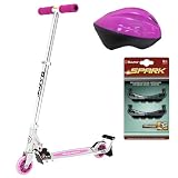Razor Spark Scooter Pink with Helmet and 2 Pack Replacement Cartridges Bundle