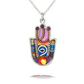 Multicolor Hamsa with Shaddai Necklace #0617RD