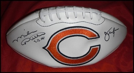 Mike Ditka & Jim Mcmahon Autographed/Hand Signed Chicago Bears Logo Football