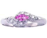14K Yellow or White Gold Diamond-Clustered Marquis Promise Ring-Pink Sapphire-full, half sizes from 5-8.5