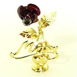 Gold & Violet Swarovski Crystal Mom Rose Flower & Heart