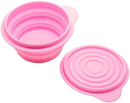 Silicone Large Collapsible Storage Bowl with Cover - Pink, Dishwasher and Microwave Safe