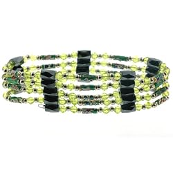 Magnetic Wrap Necklace/Bracelet - Cloisonne Light Green Beads - 36'' in Length
