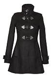 Anastasia -Womens Mid length Toggle Fastening Coat (8, Black)