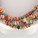 Sterling and Gold, Spiny Oyster and Multi-stone Beaded Necklace, #10375