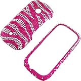 Rhinestones Protector Case for LG Cosmos 2 VN251, Hot Pink Zebra Full Diamo ....