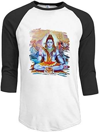 NARY Men's Shiva Hindu Deity 3/4 Sleeve Raglan T-shirts Black Large