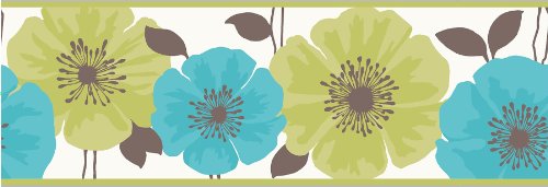Poppie Lime and Teal Peel and Stick Border