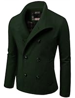 Doublju Mens Wool Jacket with Double Breast