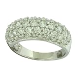 Platinum Overlay Sterling Silver Pave Cubic Zirconia Ring