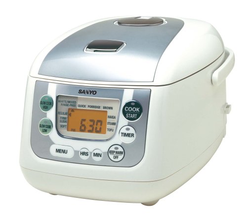 Sanyo ECJ-HC55S 5-1/2-Cup Micro-Computerized Rice Cooker and Slow Cooker, White
