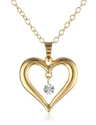 DiAura 14k Gold Plated Sterling Silver Diamond-Accent Heart Pendant Necklace, 18"