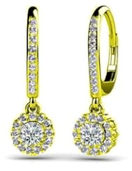 1.00 Ct Ladys Diamond Drop Earrings in 14 Karat Yellow Gold