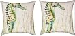 Seahorse Beach Life Nautical Indoor/Outdoor Weather Resistant Fabric Pillows (Set of two 18 inch)