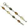 Silver Ladies 3 Colour Amber Link 7.5" Bracelet
