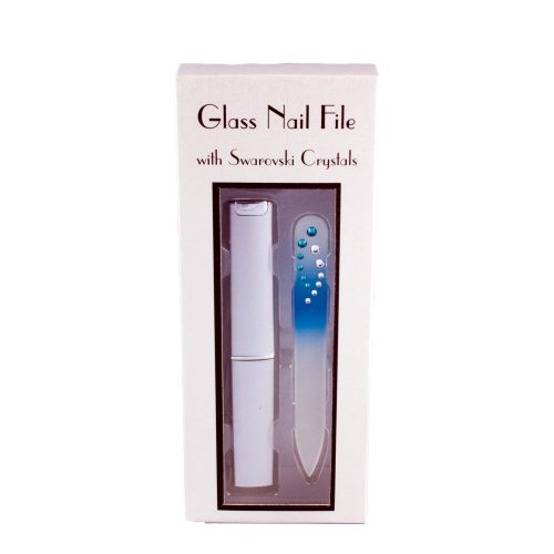 Swarovski Kristall mini Glas Nagelfeile mit Etui - Blau Preisvergleich