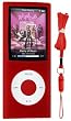 Red Color Apple iPod nano 4G (4th Generation) 8GB/ 16GB Silicone Skin Case with Black Armband & Red Color Lanyard