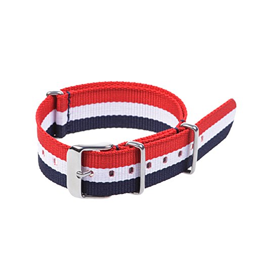 Cosmos รยฎ 20mm Nylon Easily Interchangeable Replacement Watch Strap Bands (Red White Blue) Cosmos รยฎ 20mm Nylon Easily Interchangeable Replacement Watch Strap Bands (Red White Blue)