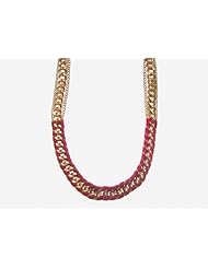 Gold Tone Chain With Red Ribbon Necklace