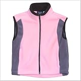 Girls Side Panel Polar Fleece Vest-Pink/Grey-5