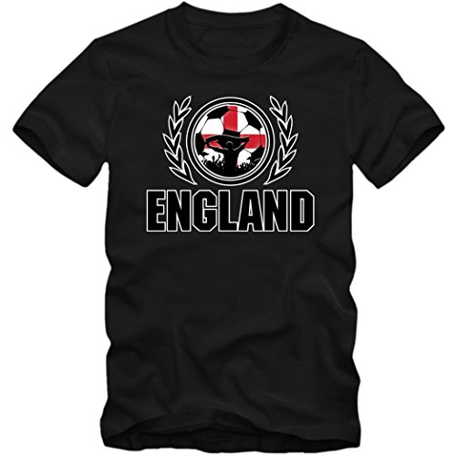 England EM 2016 #2 T-Shirt | Herren | Team GB | Trikot | Nationalmannschaft, Farbe:Schwarz (Deep Black L190);Größe:XL