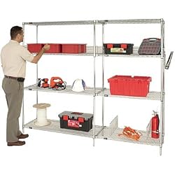 Quantum Chrome Wire Shelving Starter Kit - 36in.W x 24in.D x 54in.H, Model# WR54-2436C