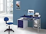 Mad Tech 30x23x52 Drk Blue & Silver Mdf Panel & Steel Frame Computer Office ....