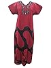 Womans Lounge Wear Cotton Caftan Red Embroidered Long Dress Kaftans L / M