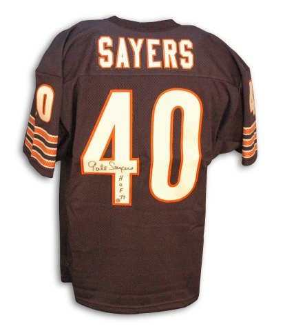 Autographed Gale Sayers Bears Throwback Blue Jersey