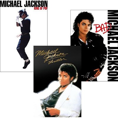 Lot of 3 Michael Jackson Posters (Commemorative Collector's Set - Album Covers) Music Posters P - 24x36