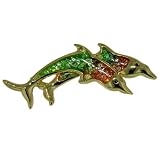 Gold Plated Diving Dolphins Animal Brooches Pin