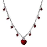 Child's Swarovski Crystal Siam Red Heart Necklace Sterling Silver