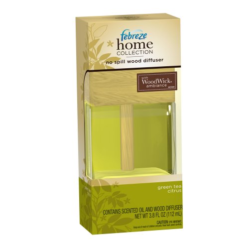 Febreze Home Collection No Spill Wood Diffuser Green Tea Citrus Scent, 3.8-Ounce