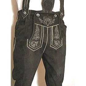 Trachten Lederhose Kniebund Wildbock dunkelbraun (Altsalzburg)