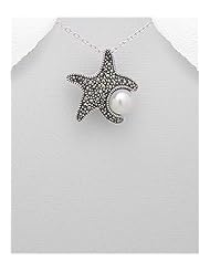 Star Fresh Water Pearls Pendant Necklace In 92.5 Sterling Silver