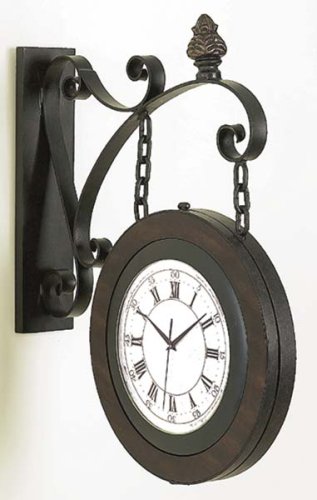 Antique British Railway Train Station Clock Double Sided