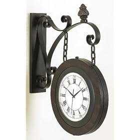 Antique British Railway Train Station Clock Double Sided