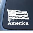 AMERICAN FLAG - Patriotic - Car, Truck, Notebook, Vinyl Decal Sticker #1202 | Vinyl Color: White