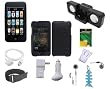 12 In 1 Accessory Bundle Combo for Apple Ipod Touch 2nd Generation and 3rd Generation 8GB 16GB 32GB: Black Rubberized Snap On Hard Case, Black Silicone Skin Case Cover, USB 2in1 Data Sync Cable, USB Car Charger, USB Wall Charger, 3.5mm Stereo Headset, Armband, Belt Clip, Landyard, Portable Foldable Speaker Dock, LCD Screen Protector and Baby Blue Fishbone Style Keychain
