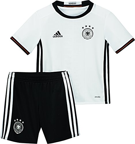 adidas Baby Trikot und Shorts UEFA Euro 2016 DFB Mini-Heimausrüstung, Top:White/Black Bottom:Black/White, 104, AA0139