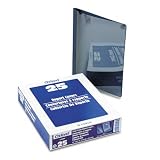 (Price/BX)Linen Paper Report Cover, Tang Clip, Letter, 1/2 Capacity, Clear/Navy, 25/Box