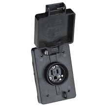 Woodhead 60W47BLK Watertite Wet Location Straight Blade Receptacle, Female, Single Flip Lid, 3 Wires, 2 Poles, NEMA 5-15 Configuration, Black, 15A Current, 125V Voltage, 3ft Cord Length