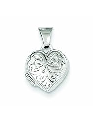 Genuine .925 Sterling Silver Scrolled Front & Back Heart Locket 0.5 Grams. 100% Satisfaction Guaranteed.