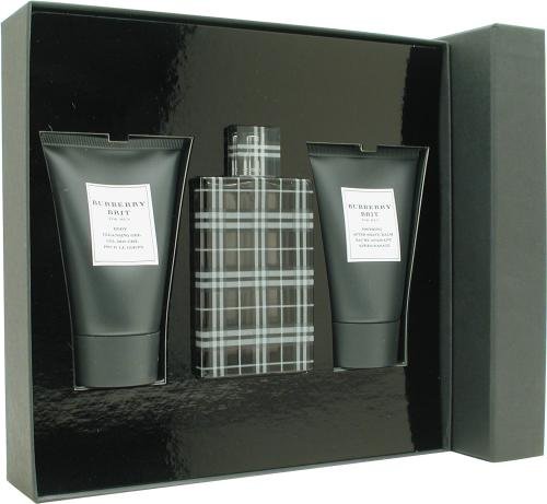 Burberry Brit By Burberry For Men. Gift Set ( Eau De Toilette Spray 3.3 Oz + Aftershave Balm 3.3 Oz + Shower Gel 3.3 Oz).