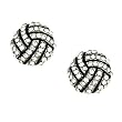 Silvertone Clear Crystal Volleyball Stud Earrings Fashion Jewelry