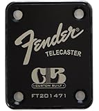 Fender Telecaster Neck Plate with Custom Built logo - Black